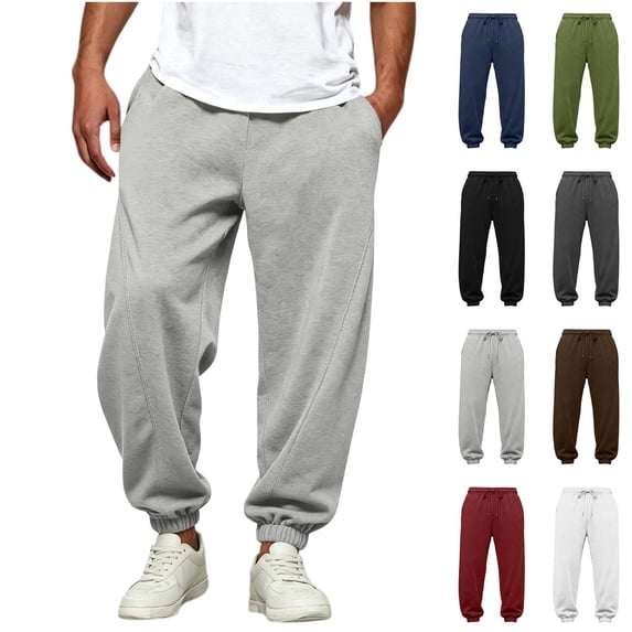 Eiyaclvo Baggy Sweatpant Men Casual Elastic Waist Cinch Bottom Sweat Pant Running Athletic Gym Elastic Bottom Joggers with Pockets