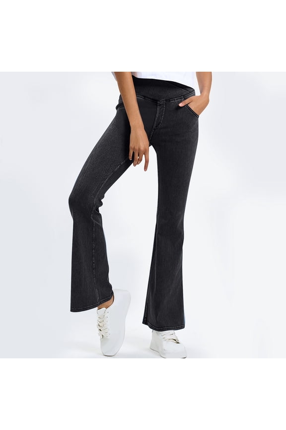 Bell Bottom Jeans for Women High Waisted Stretchy Flare Jeans Workout Athletic Trousers Tummy Control Boootcut Pants