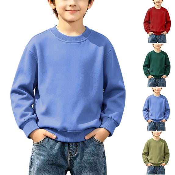 Eiyaclvo Boys Oversized Sweatshirt Long Sleeve Crew Neck Sweatshirts Kids Pullover Fall Casual Y2K Sweatshirt 14-15 Years