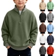 thumbnail image 1 of Eiyaclvo Boys Quarter Zip Pullover Waffle Knit Sweatshirt Oversized Long Sleeve Casual Zip Mock Neck Sweatshirts with Pocket 13 Years, 1 of 10