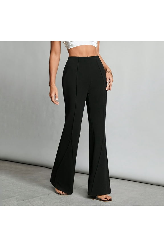 Flare Dress Pants for Women Elastic High Waisted Bootcut Trousers Pull On Office Slacks Comfy Casual Leggings