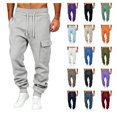 thumbnail image 1 of Eiyaclvo Fleece Cargo Sweatpants for Men Baggy Drawstring Elastic Waist Casual Tapered Workout Joggers Pants Running Gym Hiking Travel Pants with Multi Pockets, 1 of 8