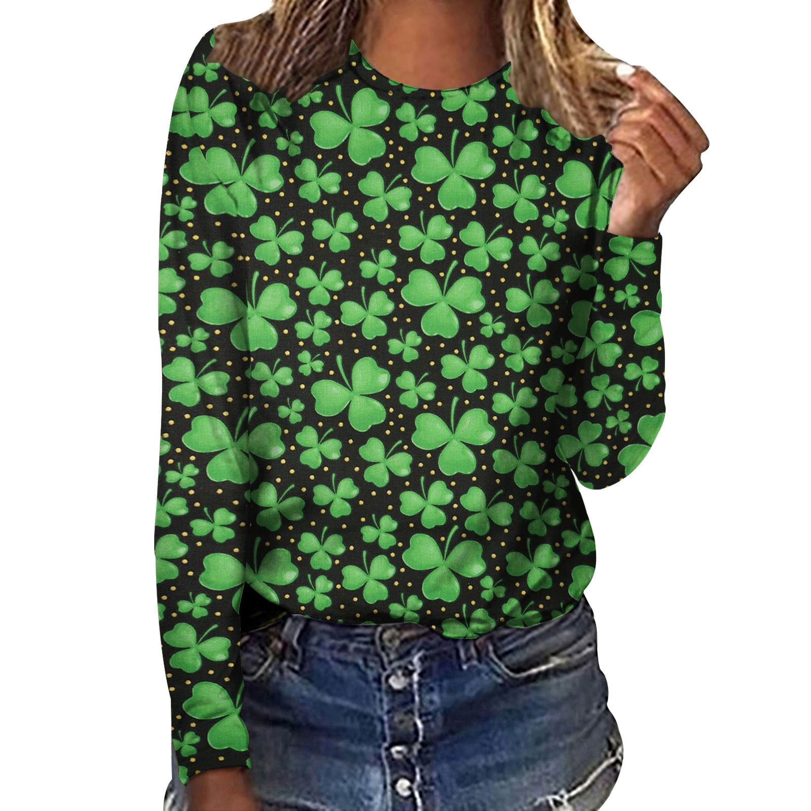 PICKID St. Patrick's Day Shirt For Women - Lucky Shamrock Graphic Tee, Green Clover Irish Tops For St. Paddy's Day - View #6