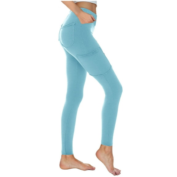 Eiyaclvo Leggings for Women Slim Fit Stretch Pants with Pockets Elastic High Waisted Leggings Soft Comfy Yoga Leggings Lightweight Athletic Leggings