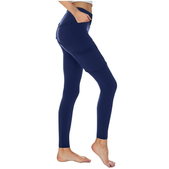Eiyaclvo Leggings for Women Slim Fit Stretch Pants with Pockets Elastic High Waisted Leggings Soft Comfy Yoga Leggings Lightweight Athletic Leggings