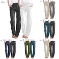 thumbnail image 1 of Eiyaclvo Lounge Pants for Women Drawstring Elastic Waisted Straight Leg Pants Casual Summer Beach Cotton Linen Pant with Pockets, 1 of 10