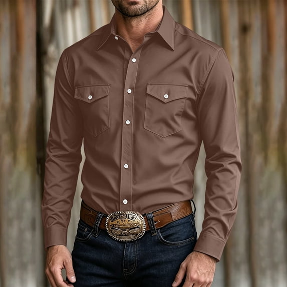 Eiyaclvo Men's Dress Shirts Solid Long Sleeve Formal Shirt Dressy Casual Button Down Shirts Business Work Collar Shirt