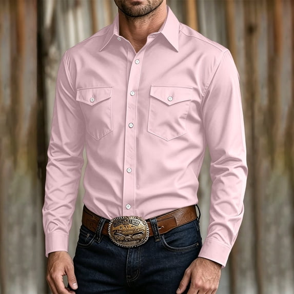 Eiyaclvo Men's Dress Shirts Solid Long Sleeve Formal Shirt Dressy Casual Button Down Shirts Business Work Collar Shirt