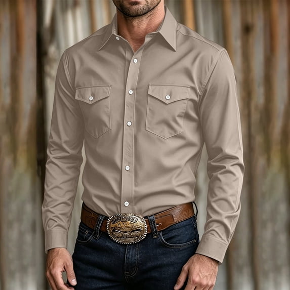 Eiyaclvo Men's Dress Shirts Solid Long Sleeve Formal Shirt Dressy Casual Button Down Shirts Business Work Collar Shirt