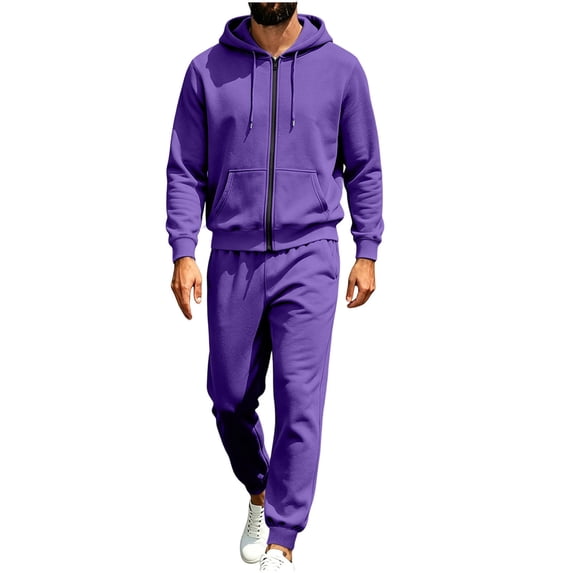 Eiyaclvo Mens Sweatsuits 2 Piece Set Zip Up Hoodie and Jogger Sweatpants Fall Winter Outfits Workout Athletic Tracksuits