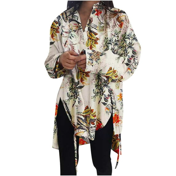 Eiyaclvo Plus Size Tops for Women 2024 Long Sleeve Button Down Shirts V Neck Tie Side Tops Solid Color Going Out Clothes