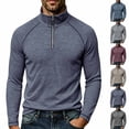 thumbnail image 1 of Eiyaclvo Quarter Zip Pullover Sweater for Men Fall Winter Long Sleeve 1/4 Zipper Stand Collar Sweater Top Underwear Light Blue M, 1 of 8