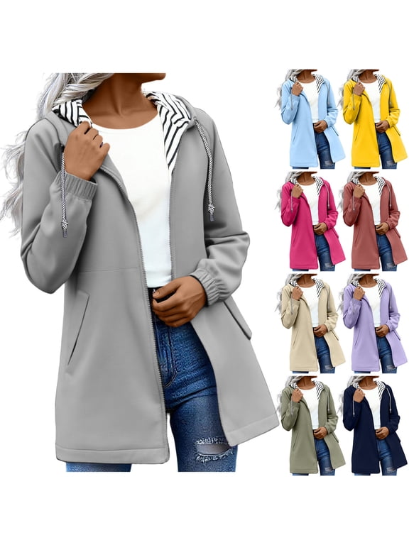 Rain Jacket Women with Hood Waterproof Lightweight Rain Coats Long Sleeve Zip Up Cycling Hiking Windbreaker Raincoat Navy XXXXL