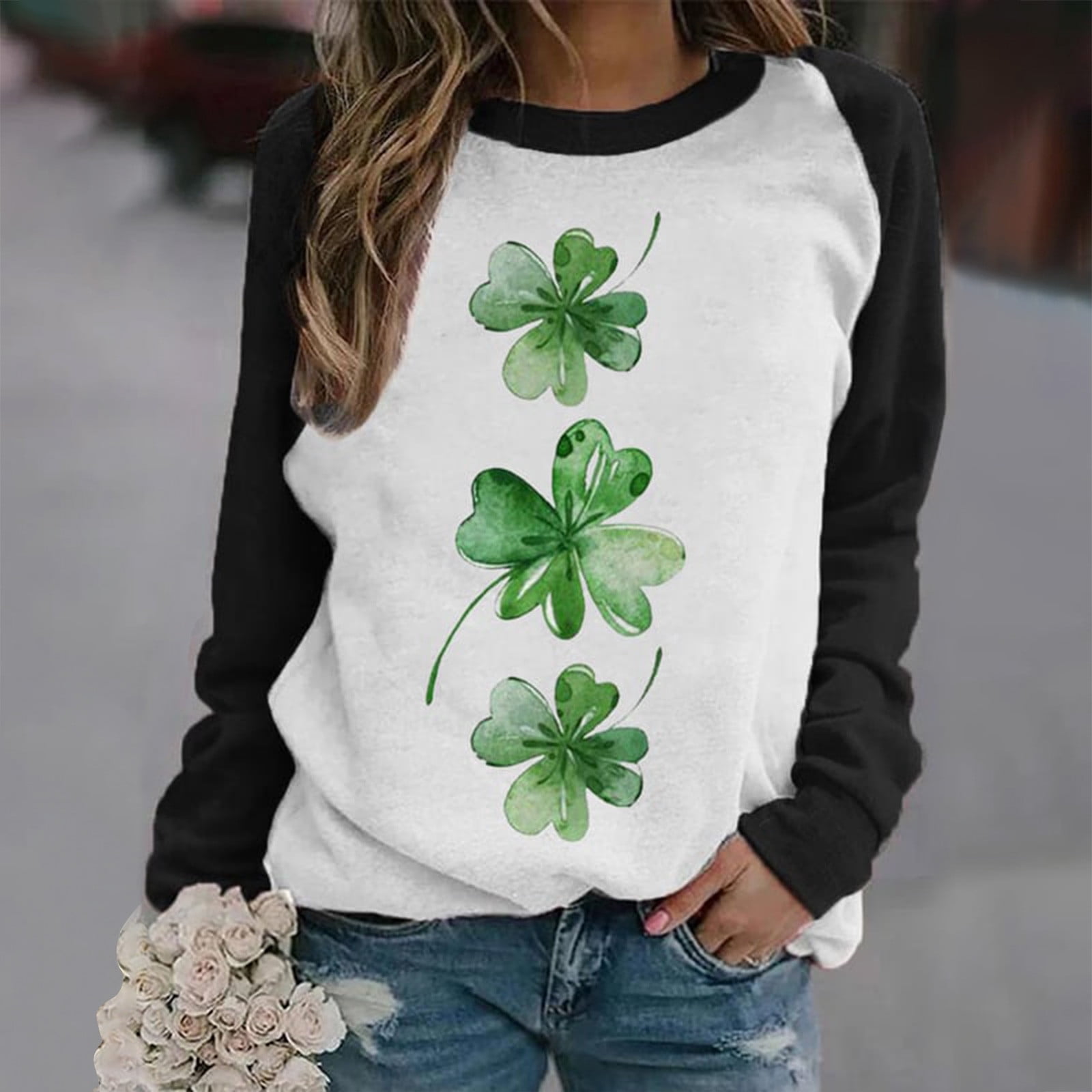 St. Patrick's Day Shirts For Women – Irish Shamrock Striped Short Sleeve Tee In Green - View #9