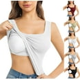 thumbnail image 1 of Eiyaclvo Tank Tops with Built in Bra for Women Summer Casual Sleeveless Square Neck Cami Tops High Stretch Slim Fit Basic Tank Top, 1 of 5