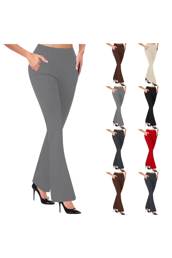 Women's Yoga Dress Pants Stretchy Office Work Slacks Business Casual Bootcut Pant Comfy Pull On Trousers with Pockets