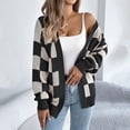 thumbnail image 1 of Eiyaclvo Womens Checkered Cardigan Sweater Open Front Long Sleeve Knit Cardigan Fall Soft Cozy Sweater Cardigans, 1 of 8