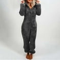 thumbnail image 1 of Eiyaclvo Womens Fleece Onesies Pajamas Plus Size Plush Jumpsuit Warm Sherpa Romper Sleepwear Fuzzy One Piece Zipper Long Sleeve Hooded Loungewear, 1 of 5