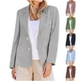 thumbnail image 1 of Eiyaclvo Womens Linen Blazer Casual Long Sleeve Lapel Collar Lightweight Button Jackets Spring Summer Suit Jackets with Pockets, 1 of 4