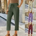 thumbnail image 1 of Eiyaclvo Womens Linen Pants Casual Drawstring Elastic Waisted Straignt Leg Pants Lightweight Lounge Pants Summer Beach Trousers with Pockets, 1 of 8