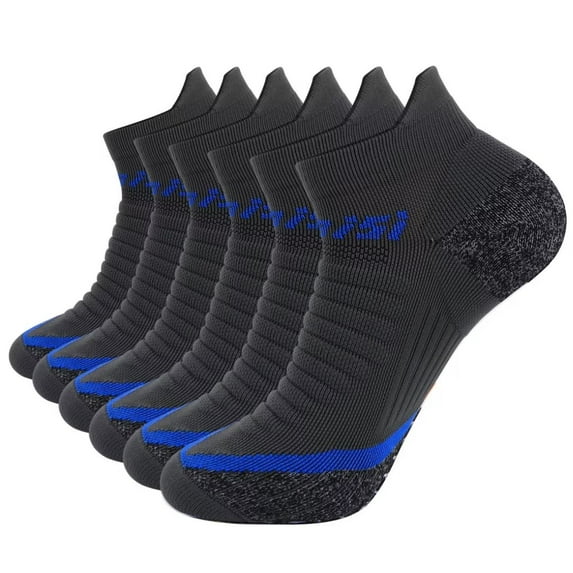 Eiyebisi Men's low cut socks Athletic Thick Cushion Running Socks 6 Pairs