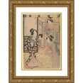 thumbnail image 1 of Eizan Kikukawa 18x24 Gold Ornate Framed and Double Matted Museum Art Print Titled - Three Beauties and a Child (Two Standing, One Seated) (19th Century), 1 of 4