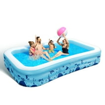 Ej Blow Up Pool, Thickened Inflatable Pool for Kids, Adults, Family, 118 x 72 x 20 In, Rectangle