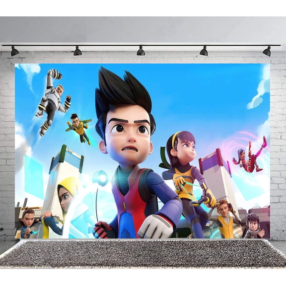 Ejen Ali Backdrop Banner Party Supplies Poster Movie Theme Background for Photography Birthday Decorations