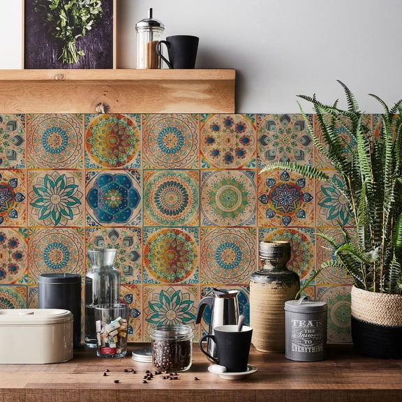 Ejiaya 24pcs 6" Peel and Stick Vinyl Backsplash Tiles Stickers Tile Paint Removable Waterproof Self-Adhesive Decals Vinyl Home Kitchen Bathroom Spring Easter Decoration
