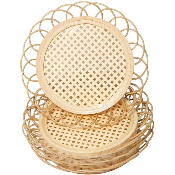 Ejiaya 4 Pieces Handmade Rattan Coasters for Cottagecore Room Decor - Boho Coasters for Boho Living Room Decor - Bamboo Coasters for Rattan Decor - Natural Woven Coasters