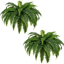 Ejiaya 43" Artificial Boston Fern Large Hanging Plant, Set of 2 Artificial Ferns that Look Real for Home Décor