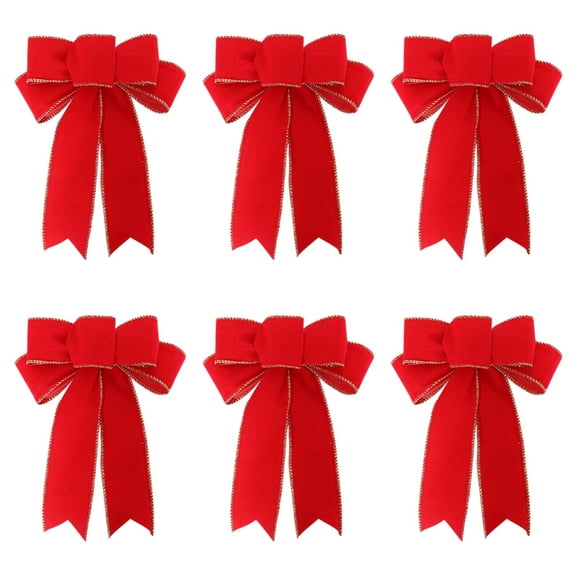 Ejiaya 6 Pieces Christmas Bow Ribbon Bow for Christmas Tree, Christmas Wreath, Present Decoration