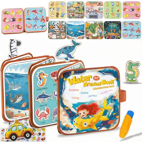 Ejoyoyin Busy Board, 10-in-1 Montessori Educational Sensory Toys for Kids Ages 3+, Educational Sensory Travel Toy for Airplane Car