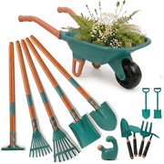 Ejoyoyin Kids Gardening Tools Set, Toddler Garden Outdoor Toys for kids Age 4-8, Kids Wheelbarrow with Shovel for Backyard, Green
