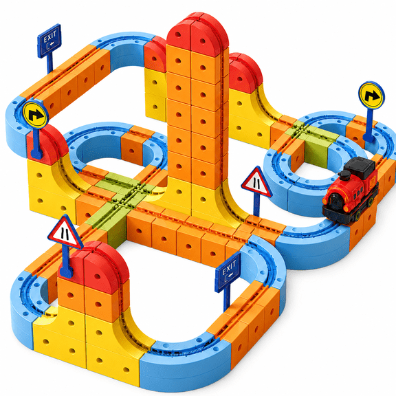 Ejoyoyin Electric Train Set for Boys Age 3-8, 3D STEM Magic Race Train Track Set for Kids, Building Kit Birthday Gifts for Boys Girls Ages 3-8