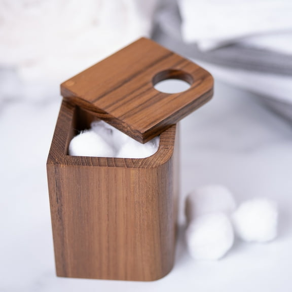 Eka Collection Teak Storage Container - 3" L x 3" W x 4-1/4" H