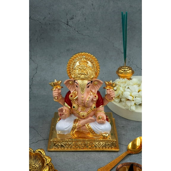 Ekdanta Ganapati Lord Ganesh Idol in Gold - 6 Inches