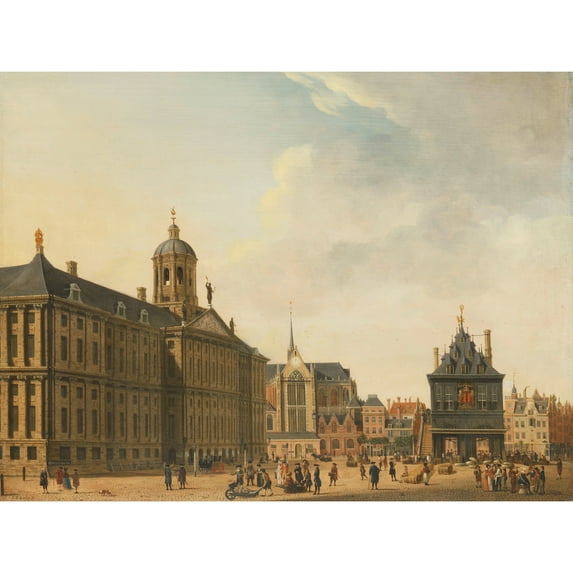 Ekels View Dam In Amsterdam Cityscape Painting Extra Large XL Wall Art Poster Print