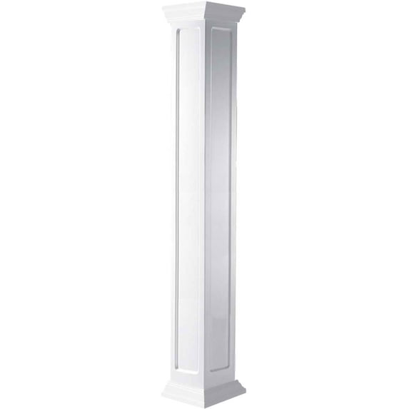 Ekena Millwork 08"W x 06'H Craftsman Classic Square Non-Tapered, Recessed Panel Column, Crown Capital & Crown Base