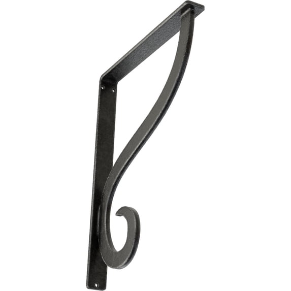 Ekena Millwork 1 1/2"W x 10"D x 12"H Ashford Single, Wrought Iron Bracket, (Single center brace), Antiqued Pewter