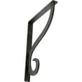 thumbnail image 1 of Ekena Millwork 1 1/2"W x 10"D x 12"H Ashford Single, Wrought Iron Bracket, (Single center brace), Antiqued Silver, 1 of 8