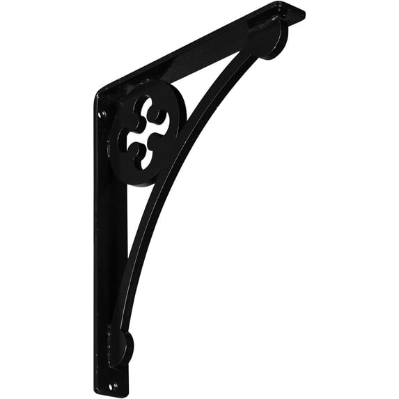 Ekena Millwork 1 1/2"W x 10"D x 12"H Crawley Wrought Iron Bracket, (Single center brace), Powder Coated Black