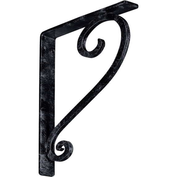 Ekena Millwork 1 1/2"W x 10"D x 12"H Edwards Wrought Iron Bracket, (Single center brace), Antiqued Pewter