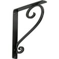 thumbnail image 1 of Ekena Millwork 1 1/2"W x 10"D x 12"H Edwards Wrought Iron Bracket, (Single center brace), Powder Coated Black, 1 of 11