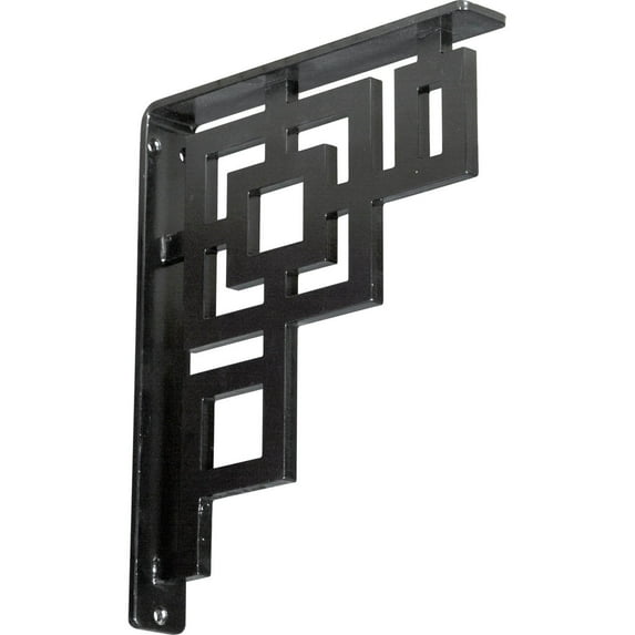 Ekena Millwork 1 1/2"W x 10"D x 12"H Eris Wrought Iron Bracket, (Single center brace), Powder Coated Black