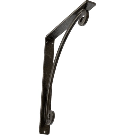 Ekena Millwork 1 1/2"W x 10"D x 12"H Legacy Wrought Iron Bracket, (Single center brace), Antiqued Warm Silver