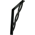 thumbnail image 1 of Ekena Millwork 1 1/2"W x 10"D x 12"H Loera Wrought Iron Bracket, (Single center brace), Powder Coated Black, 1 of 7