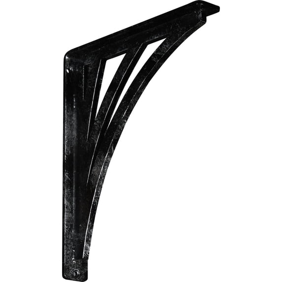 Ekena Millwork 1 1/2"W x 10"D x 12"H Nevio Wrought Iron Bracket, (Single center brace), Antiqued Silver