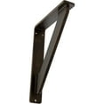 thumbnail image 1 of Ekena Millwork 1 1/2"W x 10"D x 12"H Traditional Wrought Iron Bracket, (Single center brace), Antiqued Bronze, 1 of 8