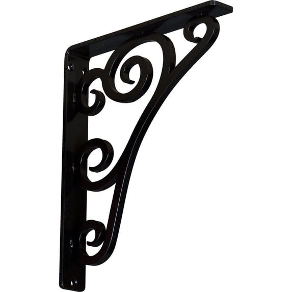 Ekena Millwork 1 1/2"W x 10"D x 12"H Tristan Wrought Iron Bracket, (Single center brace) (2-Pack)